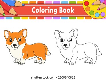 Coloring book for kids. cartoon character. Black contour silhouette. Isolated on white background. Vector illustration.