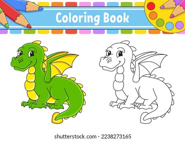 Libro de colorear para niños. personaje de dibujos animados. Silueta de contorno negro. Aislado sobre fondo blanco. Ilustración vectorial.