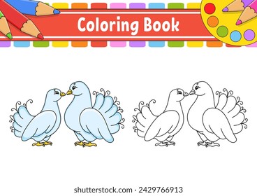 Coloring book for kids. cartoon character. Black contour silhouette. Isolated on white background. Vector illustration.