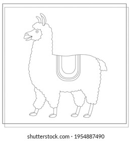 Coloring Book Kids Cartoon Llama Vector Stock Vector (royalty Free 