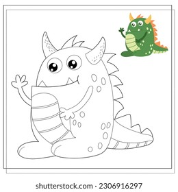 Coloring book for kids, cartoon monsters, aliens. Vector illustration on a white background.