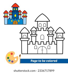 coloring book for kids, castle vector