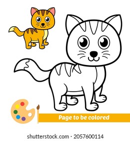 Coloring book for kids, cat vector