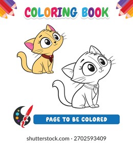 Livro de colorir para crianças gato vetor