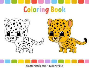 Coloring book for kids. Cheerful character. Vector illustration. Cute cartoon style. Hand drawn. Fantasy page for children. Isolated on white background