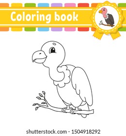 Coloring book for kids. Cheerful character. Vector illustration. Cute cartoon style. Fantasy page for children. Black contour silhouette. Isolated on white background.