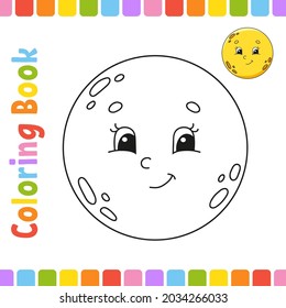 Coloring book for kids. Cheerful character. Vector illustration. Cute cartoon style. Fantasy page for children. Black contour silhouette. Isolated on white background.