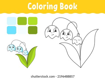 Coloring book for kids. Cheerful character. Cute cartoon style. Fantasy page for children. Black contour silhouette. Isolated on white background. Vector illustration.