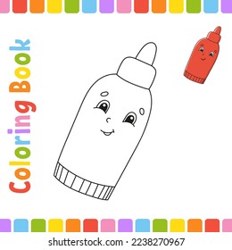 Coloring book for kids. Cheerful character. Vector illustration. Barbecue theme. Fantasy page for children. Black contour silhouette. Isolated on white background.