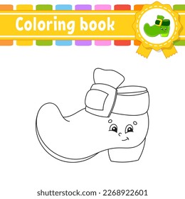 Coloring book for kids. Cheerful character. Vector illustration. St. Patrick's Day. . Black contour silhouette. Isolated on white background.