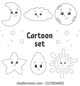 Coloring Book Kids Cheerful Characters Vector Stock Vector (Royalty ...