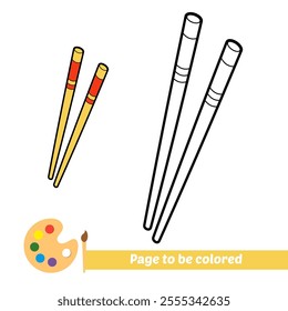coloring book for kids, chopsticks vector