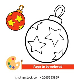 Coloring book for kids, christmas ball vector