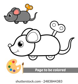 coloring book for kids, clockwork mouse toy vector