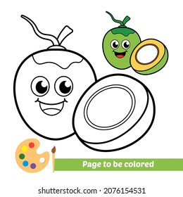 Coloring book for kids, coconut vector