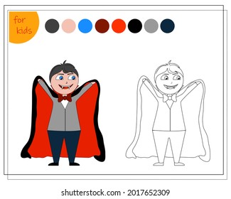 coloring book for kids, color dracula, halloween. vector isolated on a white background.
