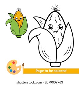 Libro de coloración para niños, vector de maíz