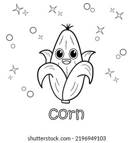 Libro de colorear para niños, vector de maíz.