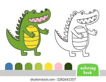 Coloring Book for Kids Crocodile Page for Books Magazines Vector Template