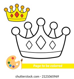 Coloring book for kids, crown vector