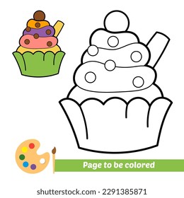 coloring book for kids, cupcake vector