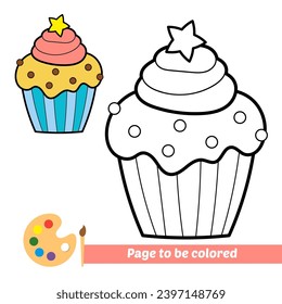 libro de colores para niños, vector de cupcake