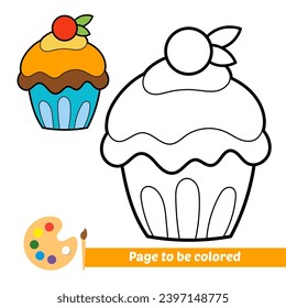 libro de colores para niños, vector de cupcake