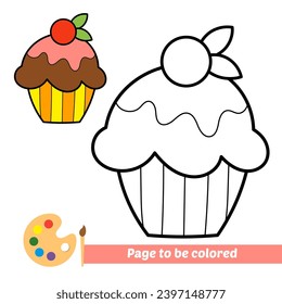 coloring book for kids, cupcake vector