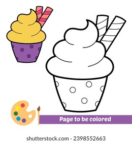 coloring book for kids, cupcake vector
