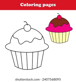 Libro de coloración para niños, vector de quequitos
