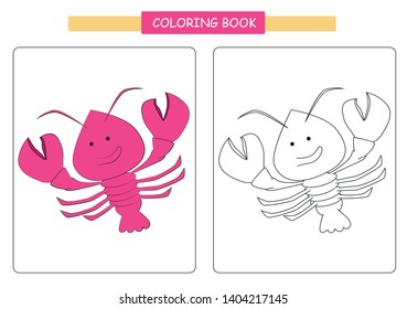 Coloring book for kids. Cute cartoon yabby. Vector illustration.	
