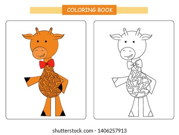 Coloring book for kids. Cute cartoon giraffe. Vector illustration.