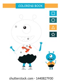 Coloring book for kids. Cute cartoon monster. Vector illustration.