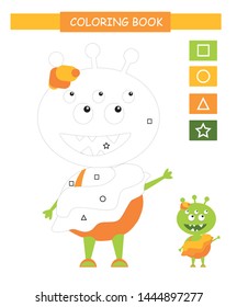 Coloring book for kids. Cute cartoon monster. Vector illustration.	