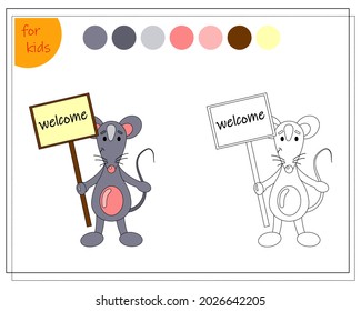coloring book for kids, cute cartoon rat. vector isolated on a white background