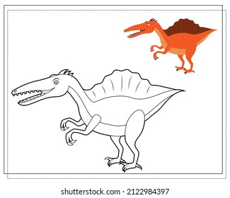 Coloring book for kids, cute cartoon dinosaur . Vector isolated on a white background