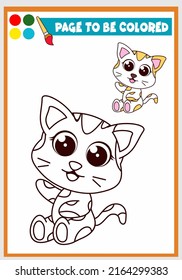 coloring book for kids with cute cat, Coloring template, Children's coloring