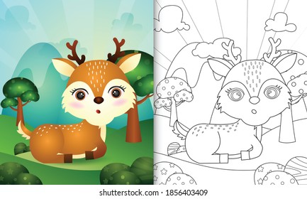 coloring book for kids with a cute deer character illustration