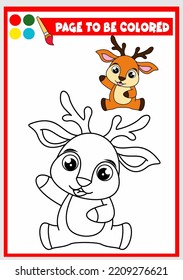 coloring book for kids. cute deer