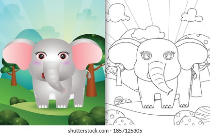 coloring book for kids with a cute elephant character illustration