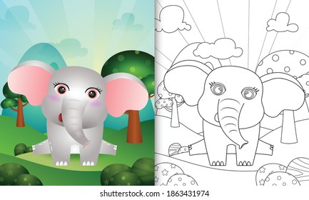 coloring book for kids with a cute elephant character illustration