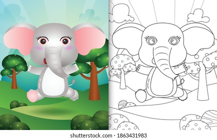 coloring book for kids with a cute elephant character illustration