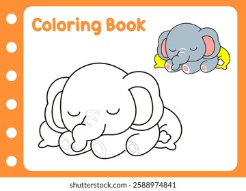 coloring book for kids. cute elephant