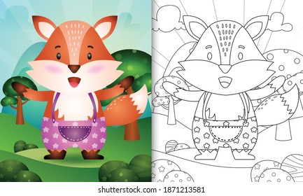 coloring book for kids with a cute fox character illustration