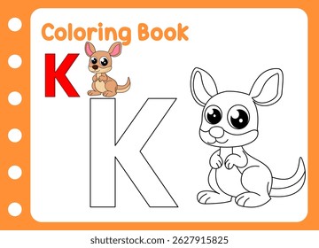 coloring book for kids. cute little kangaroo
