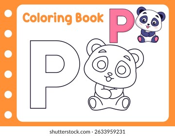 coloring book for kids. cute little  panda  
