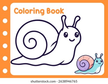 coloring book for kids. cute little  snail  