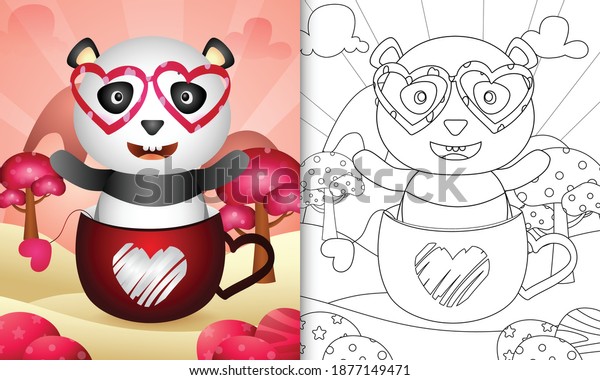 Coloring Book Kids Cute Panda Cup Stock Vector (Royalty Free ...