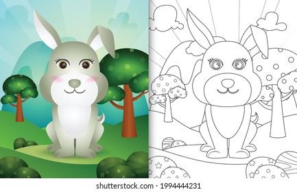 coloring book for kids with a cute rabbit character illustration