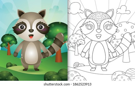 coloring book for kids with a cute raccoon character illustration